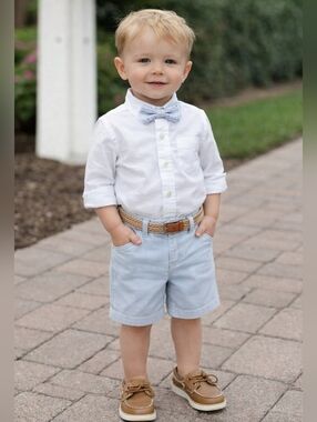 Jack Denim by Janie & Jack Boy White Wash Shorts 12-18 months